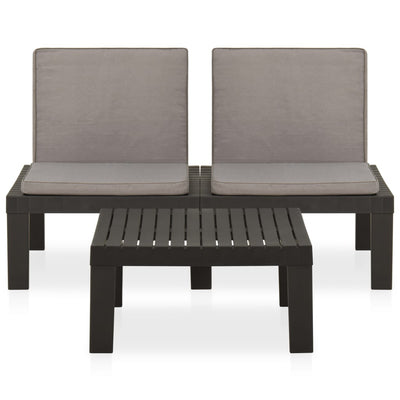 2 Piece Garden Lounge Set with Cushions Plastic Grey