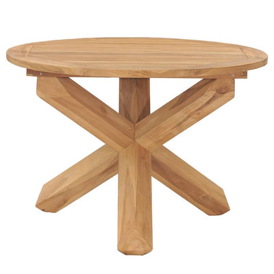 Garden Dining Table Ø110x75 cm Solid Wood Teak