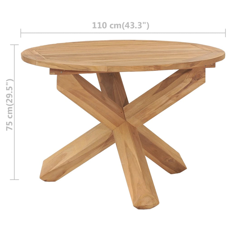 Garden Dining Table Ø110x75 cm Solid Wood Teak