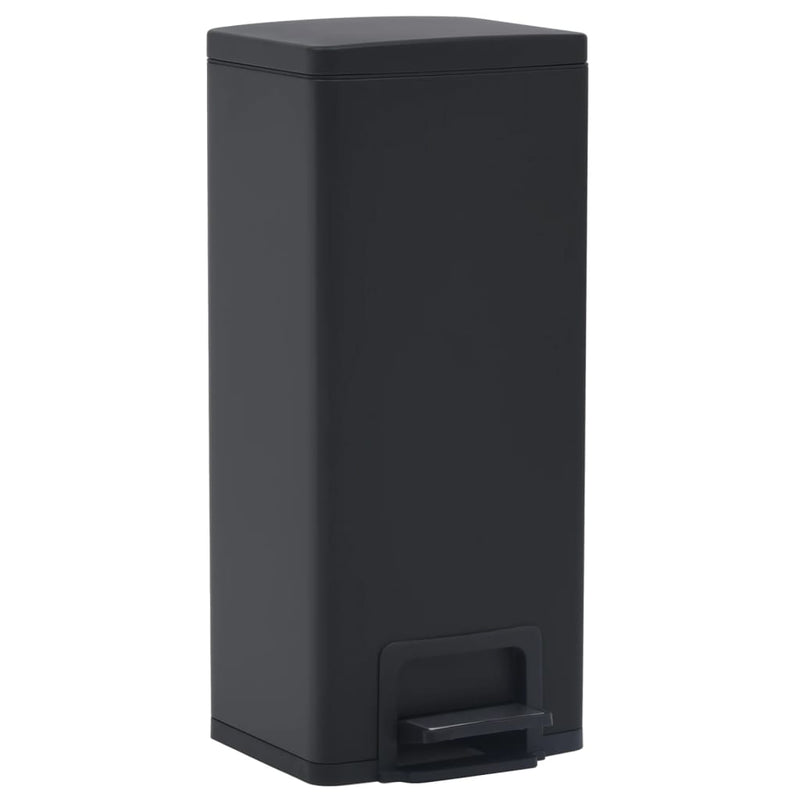 Dustbin with Pedal Anti-fingerprint 30L Black Stainless Steel