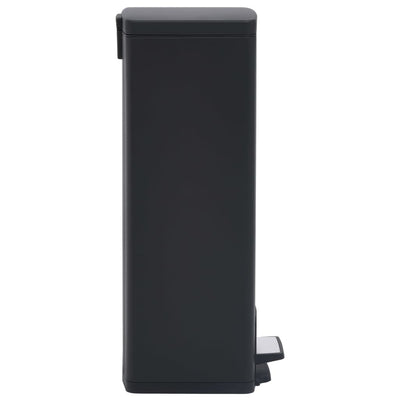 Dustbin with Pedal Anti-fingerprint 30L Black Stainless Steel