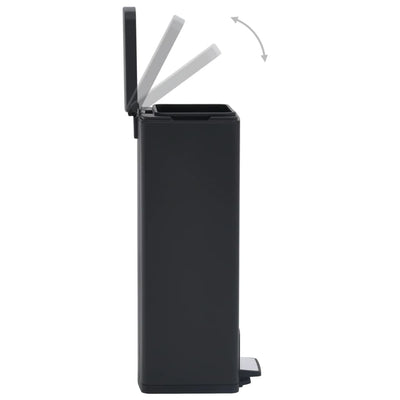 Dustbin with Pedal Anti-fingerprint 30L Black Stainless Steel