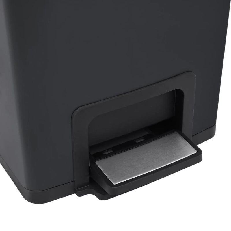 Dustbin with Pedal Anti-fingerprint 30L Black Stainless Steel