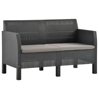 4 Piece Garden Lounge Set with Cushions PP Rattan Anthracite