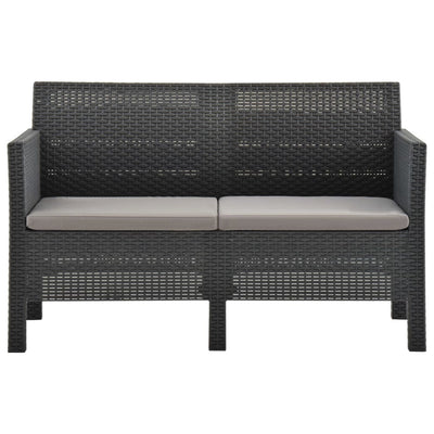 4 Piece Garden Lounge Set with Cushions PP Rattan Anthracite