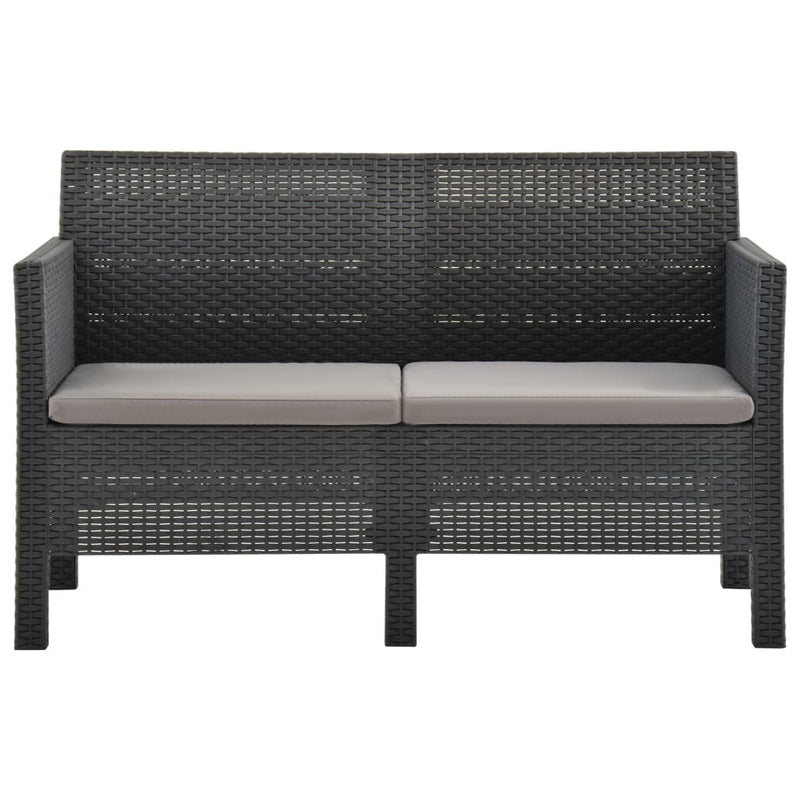 4 Piece Garden Lounge Set with Cushions PP Rattan Anthracite