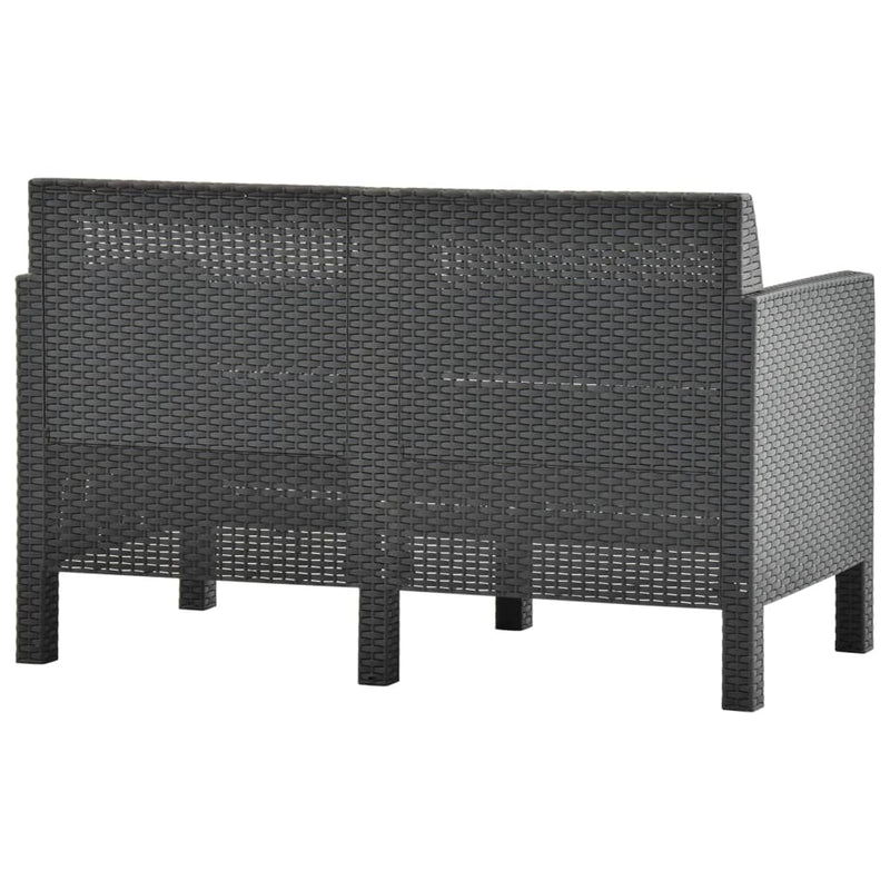 4 Piece Garden Lounge Set with Cushions PP Rattan Anthracite