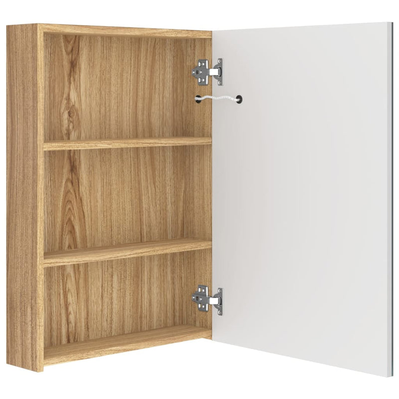 LED Bathroom Mirror Cabinet White and Oak 50x13x70 cm