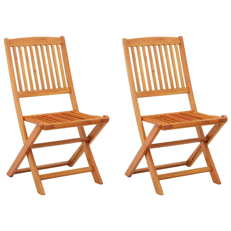 Folding Garden Chairs 2 pcs Solid Eucalyptus Wood