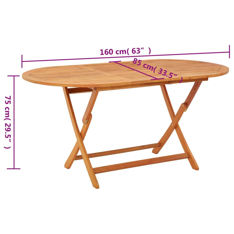 Folding Garden Table 160x85x75 cm Solid Eucalyptus Wood