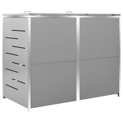 Double Wheelie Bin Shed 138x77.5x112.5 cm Stainless Steel