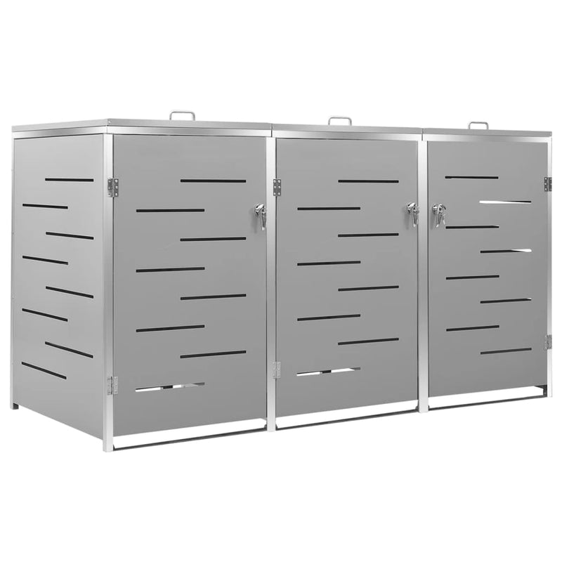 Triple Wheelie Bin Shed 207x77.5x112.5 cm Stainless Steel