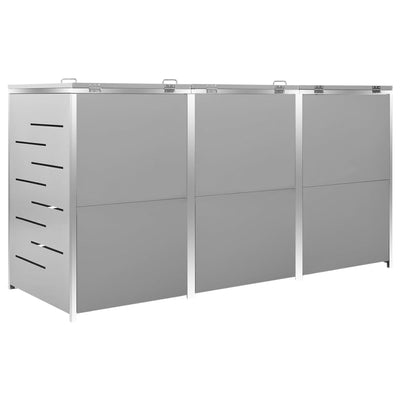 Triple Wheelie Bin Shed 207x77.5x112.5 cm Stainless Steel