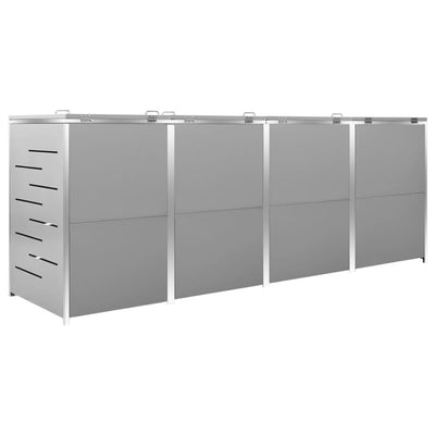 Quadruple Wheelie Bin Shed 276.5x77.5x112.5 cm Stainless Steel