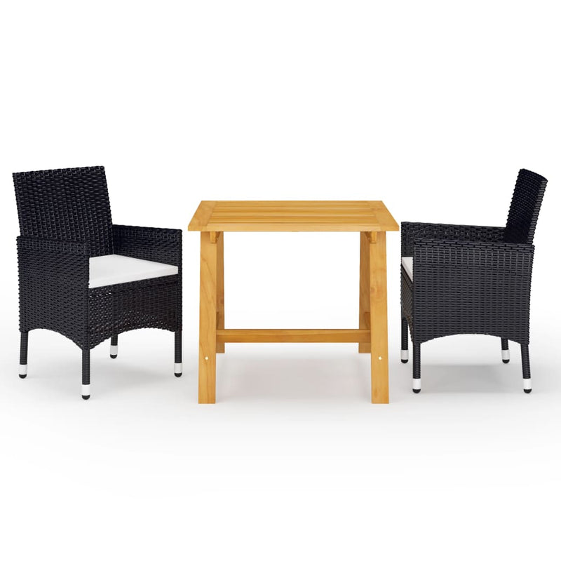 3 Piece Garden Dining Set Black