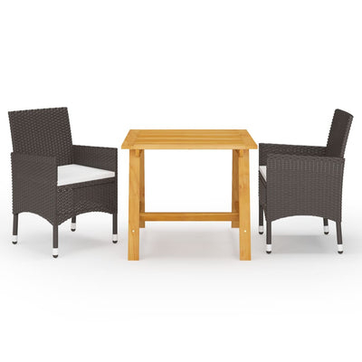 3 Piece Garden Dining Set Brown