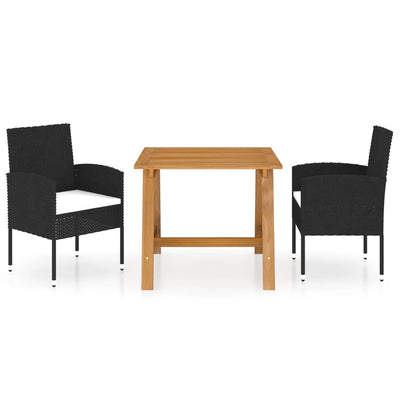 3 Piece Garden Dining Set Black