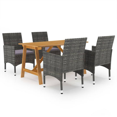 5 Piece Garden Dining Set Grey