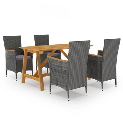 5 Piece Garden Dining Set Grey