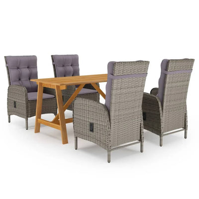 5 Piece Garden Dining Set Grey