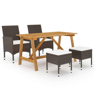 5 Piece Garden Dining Set Brown