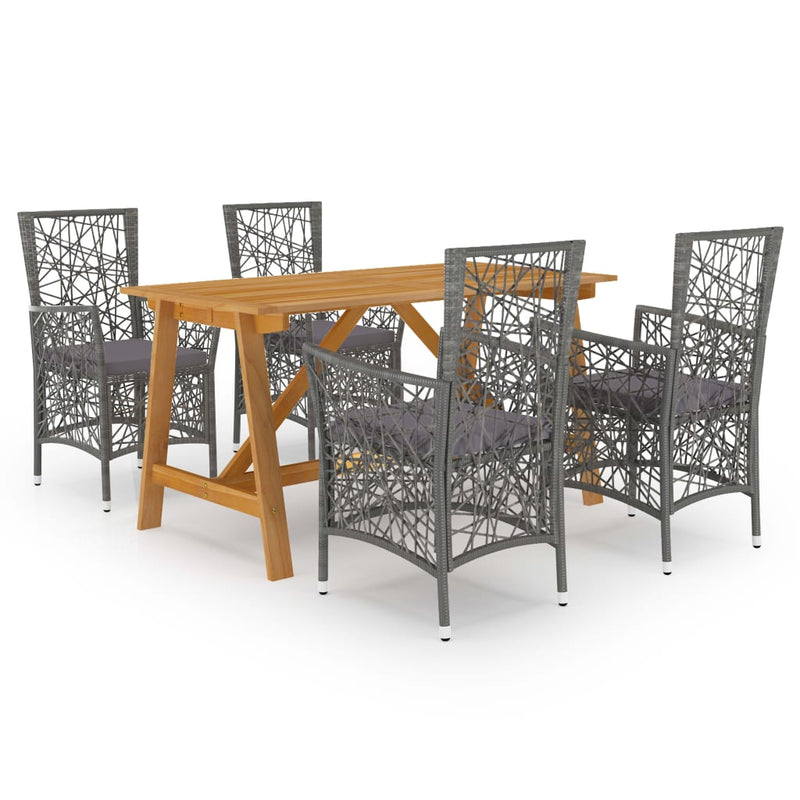 5 Piece Garden Dining Set Grey