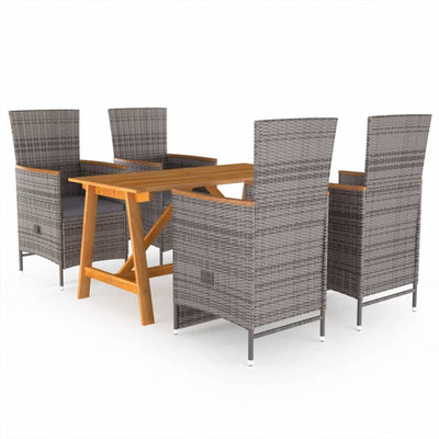 5 Piece Garden Dining Set Grey