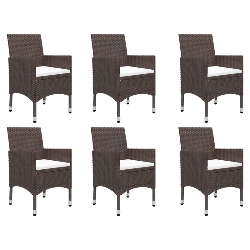 7 Piece Garden Dining Set Brown