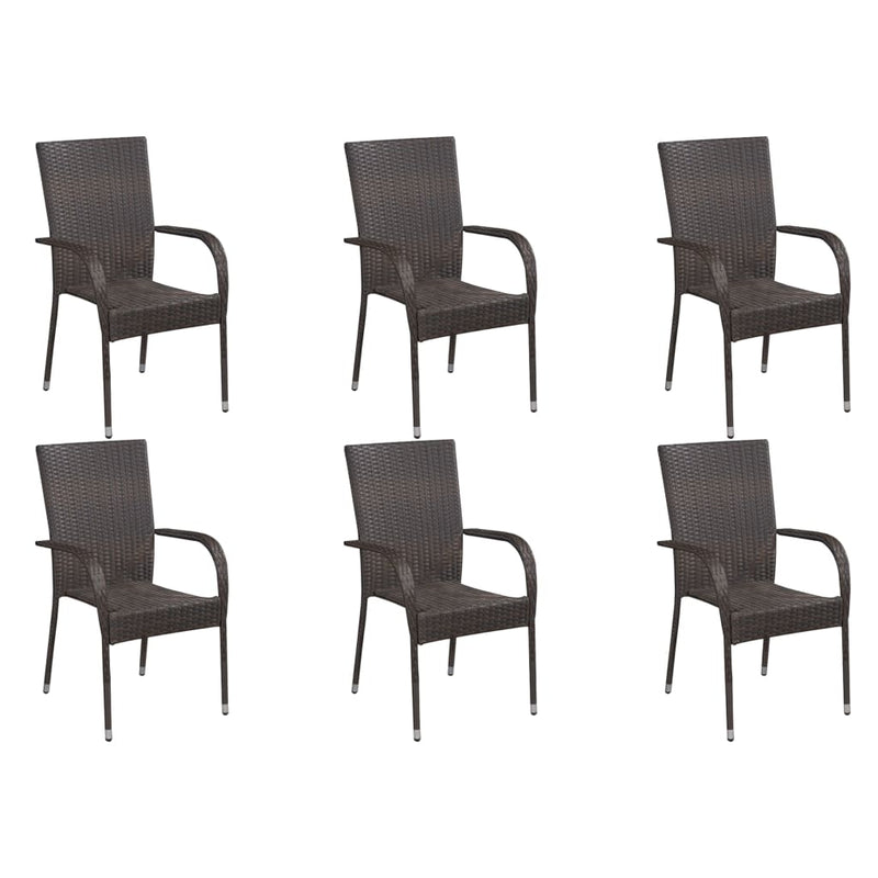 7 Piece Garden Dining Set Brown