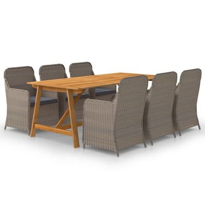 7 Piece Garden Dining Set Brown