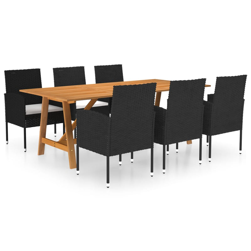 7 Piece Garden Dining Set Black