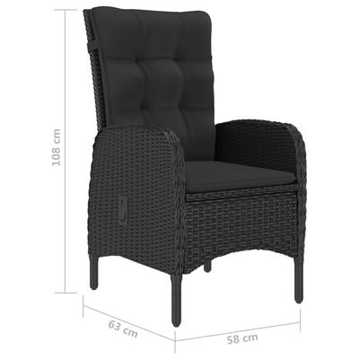 3 Piece Garden Dining Set Black