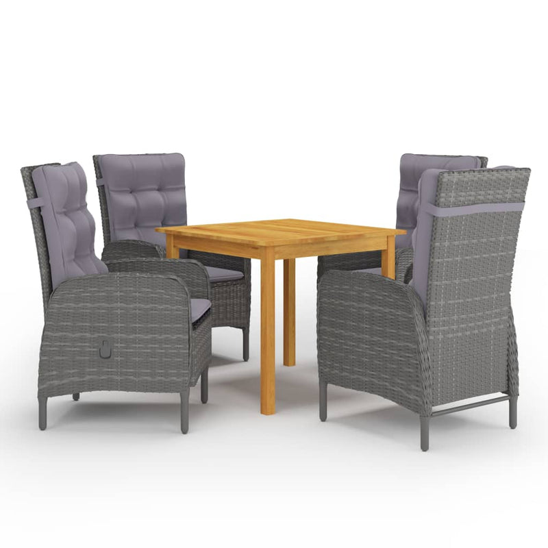 5 Piece Garden Dining Set Grey