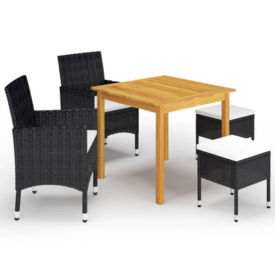 5 Piece Garden Dining Set Black