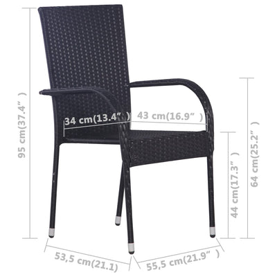 3 Piece Garden Dining Set Black