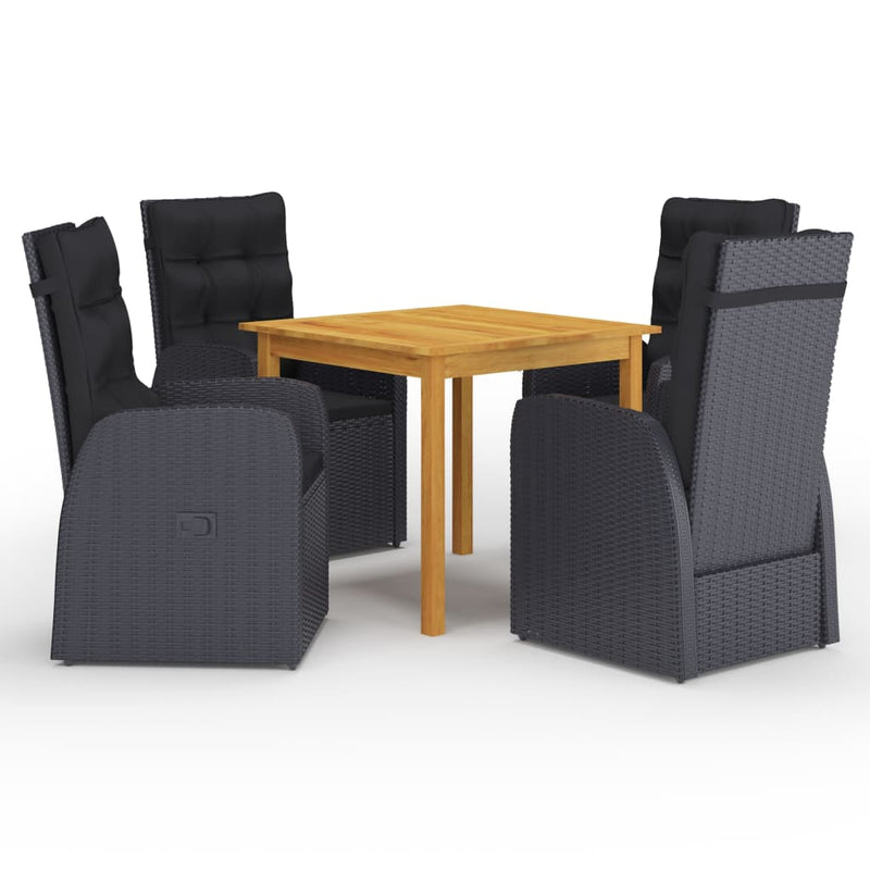 5 Piece Garden Dining Set Black