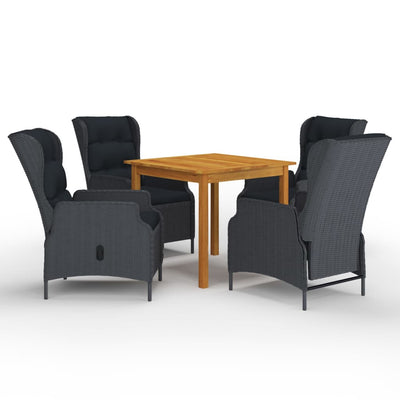 5 Piece Garden Dining Set Dark Grey