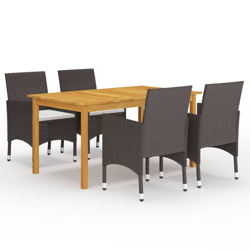 5 Piece Garden Dining Set Brown