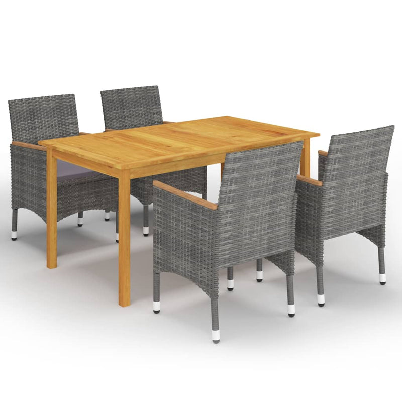 5 Piece Garden Dining Set Grey