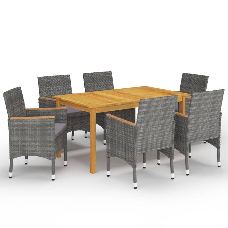 7 Piece Garden Dining Set Grey