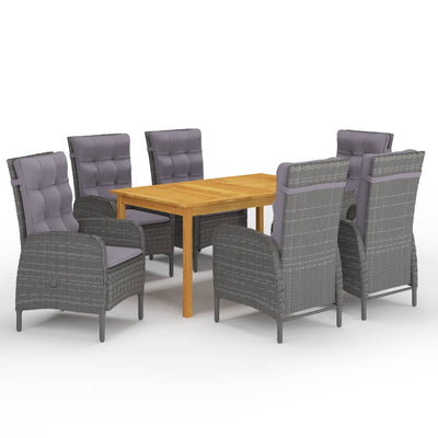 7 Piece Garden Dining Set Grey