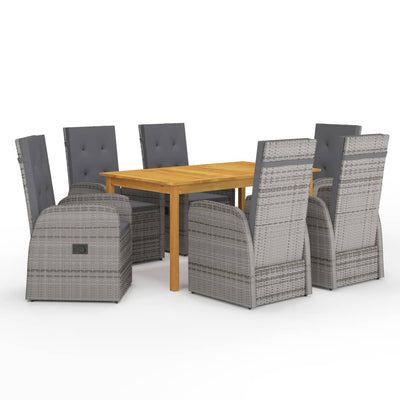 7 Piece Garden Dining Set Grey