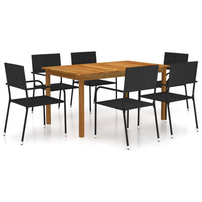 7 Piece Garden Dining Set Black