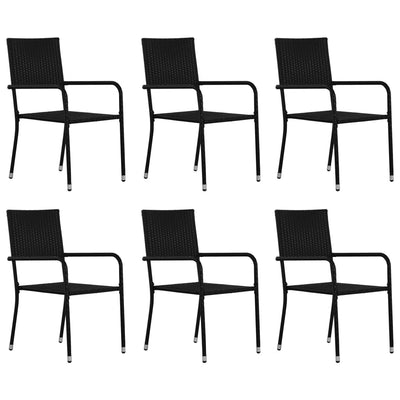 7 Piece Garden Dining Set Black