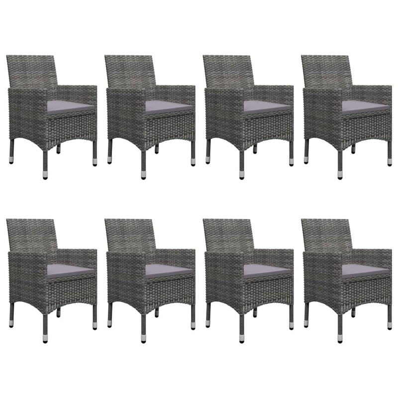 9 Piece Garden Dining Set Grey