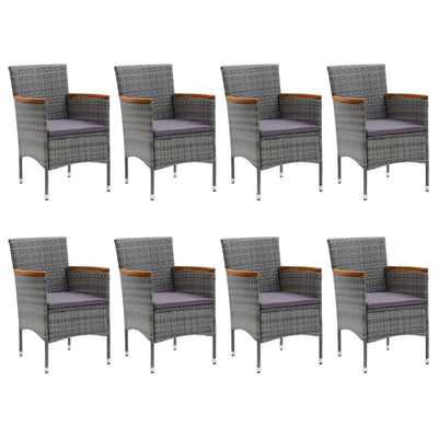 9 Piece Garden Dining Set Grey