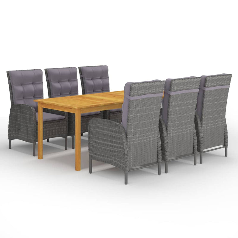 7 Piece Garden Dining Set Grey