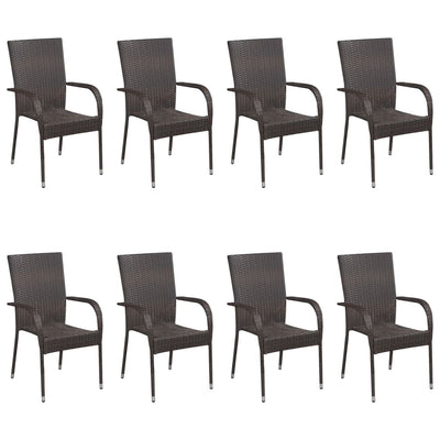 9 Piece Garden Dining Set Brown