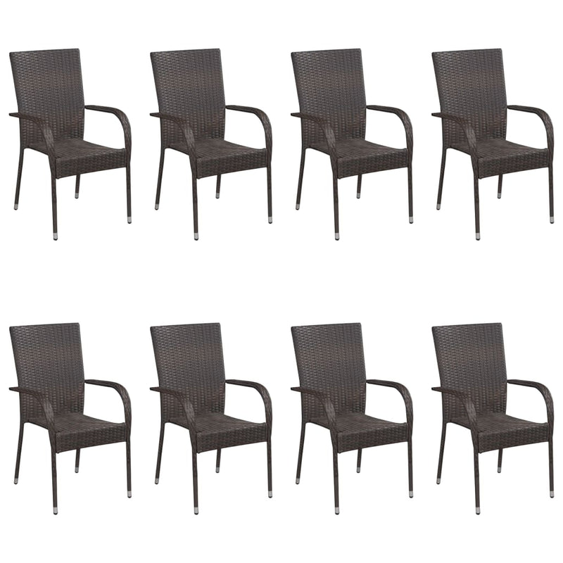 9 Piece Garden Dining Set Brown