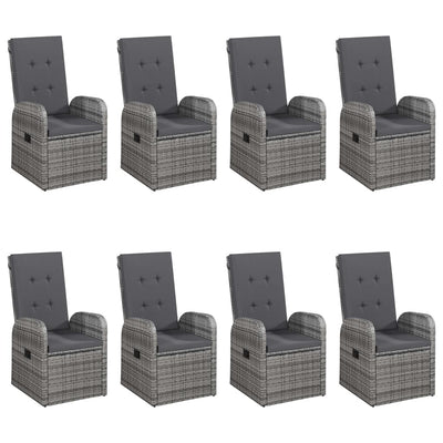 9 Piece Garden Dining Set Grey